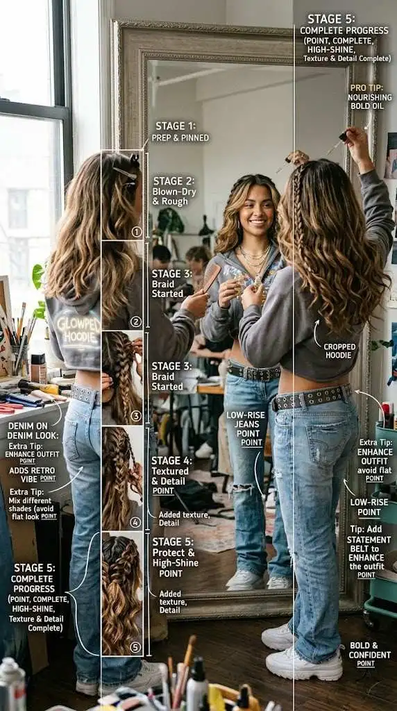 Low-Rise Jeans with Crop Hoodie