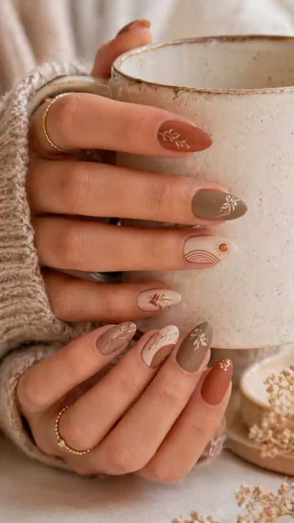 Matte Earth Tone Nails