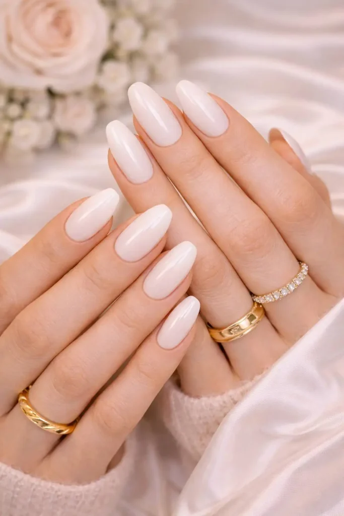 Milky White Clean Nails