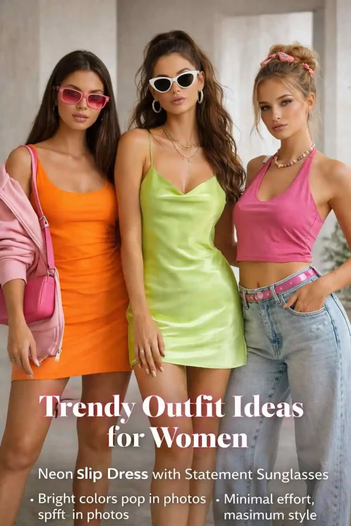 Neon Slip Dress with Statement Sunglasses