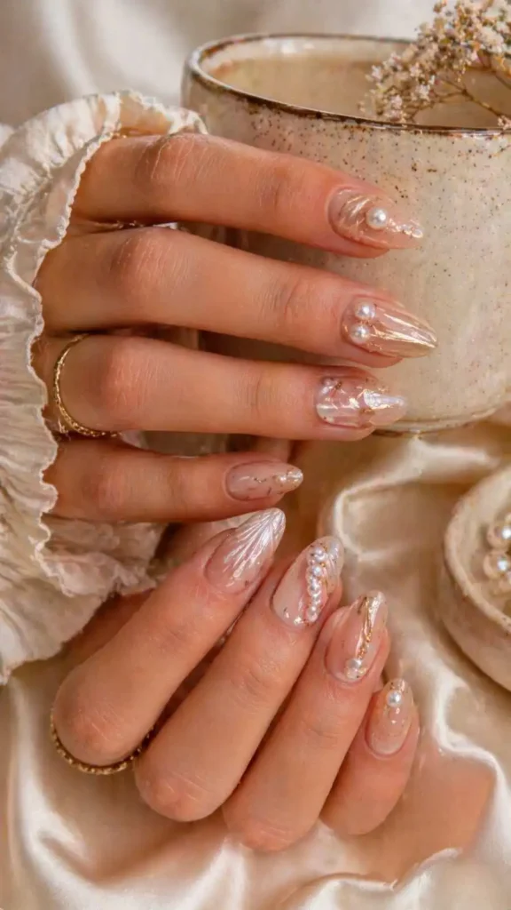 Pearl Accent Nails